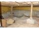 Unfinished basement with concrete walls and wood beams, offering potential for customization at 3013 Pommel Ct, Conyers, GA 30013