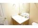 Bathroom featuring a single sink vanity with a mirror and fixtures at 3013 Pommel Ct, Conyers, GA 30013