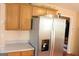 Kitchen view highlighting stainless steel refrigerator at 3013 Pommel Ct, Conyers, GA 30013