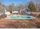 Aerial view of inground pool and backyard at 130 Seneca Pl, Fayetteville, GA 30215
