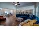 Open living area with a large sectional and views into the kitchen at 1291 Pleasant Grove Church Rd, Villa Rica, GA 30180