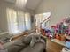 Comfortable living room featuring large windows, sofa, and high ceilings at 4780 Rambling Rose Dr, Cumming, GA 30040