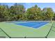 Well-maintained community tennis courts with blue and green surface surrounded by trees at 4780 Rambling Rose Dr, Cumming, GA 30040