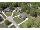 Overhead view of residences with well-maintained landscaping and in-ground pools in a neighborhood at 253 Edenwylde Ct, Hampton, GA 30228