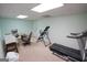 Finished basement room features a workspace, treadmill, and exercise equipment at 1885 Jenny Ln, Lithia Springs, GA 30122
