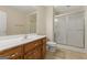 Clean basement bathroom with shower and vanity at 168 Robson Trl, Mcdonough, GA 30252