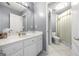 Neat bathroom with white vanity and shower/tub combo at 295 Camden Creek Ct, Lawrenceville, GA 30043