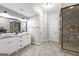 Bathroom boasts double vanity, large shower, and modern fixtures at 10 Plum Blossom Ln, Hampton, GA 30228