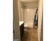 Bathroom featuring a shower-tub combo with tile flooring and a dark vanity at 284 Madison Grace Ave, Mcdonough, GA 30252