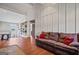 Relaxing living room with brown couch and built in shelving at 3170 Double Bridges Rd, Rutledge, GA 30663