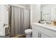 Clean bathroom with shower/tub combo, toilet and vanity with storage at 361 Elkins Pl, Peachtree City, GA 30269