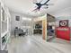 Well-lit bedroom with a loft bed, desk and plane-themed fan at 107 Stratford Ct, Peachtree City, GA 30269