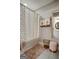 Bathroom with shower/tub combo and patterned curtain at 55 Rainey Ridge Dr, Oxford, GA 30054