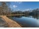 Serene lakefront view with tranquil water and lush greenery at 8445 Nolandwood Ln, Villa Rica, GA 30180