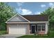 Brick ranch home with gray accents and a two-car garage at 1486 Trellis Court (Lot 43), Hampton, GA 30228