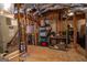 Unfinished basement area with HVAC unit and storage shelves at 1152 Chadwick Lakes Dr, Lawrenceville, GA 30043