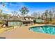 Home exterior showcasing a beautiful pool and screened-in porch at 103 Sandtrap Rdg, Peachtree City, GA 30269