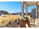 Cozy brick front porch with rocking chairs offering a view of the neighborhood at 755 Gelderland Dr, Hampton, GA 30228