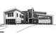 A sketch of a contemporary house with a two-car garage, modern lines, and unique architectural features at 330 Campground Rd, Mcdonough, GA 30253