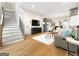 Bright living room with hardwood floors, modern furniture, and a cozy rug for a comfortable and stylish space at 130 Glasgow Ln, Fayetteville, GA 30214