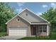 Charming brick home with a two-car garage, complemented by a well-manicured lawn and colorful flowers at 1492 Trellis Court (Lot 44), Hampton, GA 30228