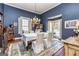 Elegant dining room with wainscoting, chandelier, and large windows offering natural light at 86 Victoria Dr, Moreland, GA 30259