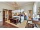 Comfortable main bedroom with a decorative bed, hardwood floors, and ensuite bathroom access at 86 Victoria Dr, Moreland, GA 30259