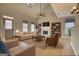 Inviting living room boasts vaulted ceilings, fireplace, and built-in bookshelves at 2683 Mariner Way, Villa Rica, GA 30180
