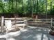 Outdoor patio with table and chairs overlooking the backyard and lush trees at 613 Rock Springs Pass, Dallas, GA 30157