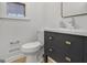 Updated half bathroom with stylish vanity, new fixtures, and fresh paint at 200 Deer Forest Trl, Fayetteville, GA 30214