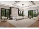 Bright and airy main bedroom with sitting area and large windows, modern chandelier at 532 Saint Sambar Dr, Ellenwood, GA 30294