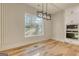 Dining room has a unique wall design, hardwood floors, backyard view and a double oven at 2015 Fontainbleau Dr, Conyers, GA 30094