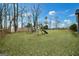 Backyard playground with swings and slides, surrounded by a well-maintained lawn at 757 Fischer Rd, Sharpsburg, GA 30277