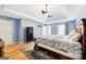 Charming main bedroom with tray ceilings, ceiling fan, hardwood floors, and ensuite bathroom at 230 Wyngate Cir, Fayetteville, GA 30215
