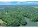 Expansive aerial shot of lush green forest and fields with a glimpse of a serene river at 5200A Burruss Mill Rd, Cumming, GA 30041
