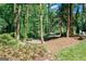 Backyard garden featuring vibrant flowers and access to a tranquil wooded area with mature trees at 5200A Burruss Mill Rd, Cumming, GA 30041