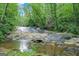 Beautiful water feature in a serene wooded area, creating a peaceful natural setting at 5200A Burruss Mill Rd, Cumming, GA 30041
