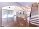 Bright living room with cathedral ceilings and an open floorplan great for entertaining at 401 Robinson Rd, Peachtree City, GA 30269