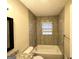 Tiled bathroom with tiled shower-over-tub, granite vanity top, and modern fixtures at 2922 Dale Pl, Decatur, GA 30032
