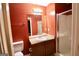 Bathroom featuring a toilet, shower with glass doors, and a vanity at 1406 Bayrose Cir # 6B, East Point, GA 30344