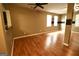 Spacious living room with hardwood floors, windows, and ceiling fan at 1406 Bayrose Cir # 6B, East Point, GA 30344