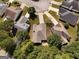 The aerial view of houses in the neighborhood shows their proximity and tree coverage at 1152 Strath Clyde Way, Mcdonough, GA 30253