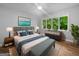 Comfortable bedroom with large window offering lush greenery view, complemented by modern decor at 102 Pinegate Rd, Peachtree City, GA 30269