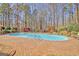 Gorgeous backyard pool with a brick surround, complemented by lush landscaping and mature trees, creating a serene retreat at 233 Spear Rd, Fayetteville, GA 30215