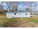 Rear view of a detached garage with a door and grassy yard at 1669 Spring Ne St, Conyers, GA 30012