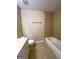 Bathroom featuring a shower-tub combo, nice vanity and tiled floors at 3756 Bright Star Rd, Douglasville, GA 30135