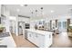 Modern, open kitchen with stainless steel appliances, a center island, and white cabinetry at 5769 Tillman Way, Powder Springs, GA 30127
