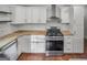 Stylish kitchen featuring white cabinetry, stainless steel appliances, and wood countertops at 2117 Keheley Dr, Decatur, GA 30032