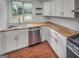 Modern kitchen showcasing butcher block countertops, white cabinets, and stainless steel appliances at 2117 Keheley Dr, Decatur, GA 30032