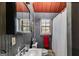 Bathroom with a gray color scheme, shower and single sink vanity at 630 Stoney Point Rd, Bowdon, GA 30108